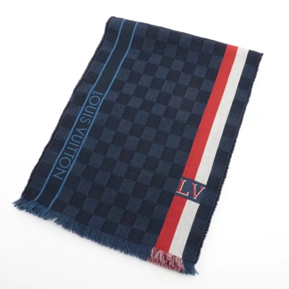 Louis Vuitton Echarpe Messenger Damier Wool Scarf Blue - M70338